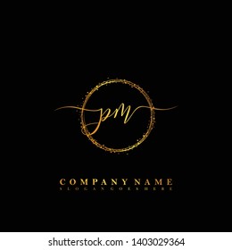PM Initial luxury handwriting logo vector