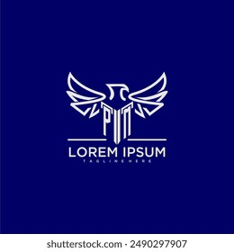 PM initial monogram for business logo with eagle image