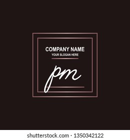 PM initial signature logo. handwriting logo template vector,