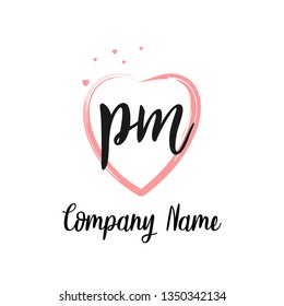 PM initial signature logo. handwriting logo template vector,