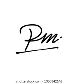 Pm Initial Signature Logo Handwriting Logo Stock Vector (Royalty Free ...