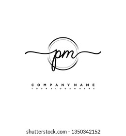 PM initial signature logo. handwriting logo template vector,