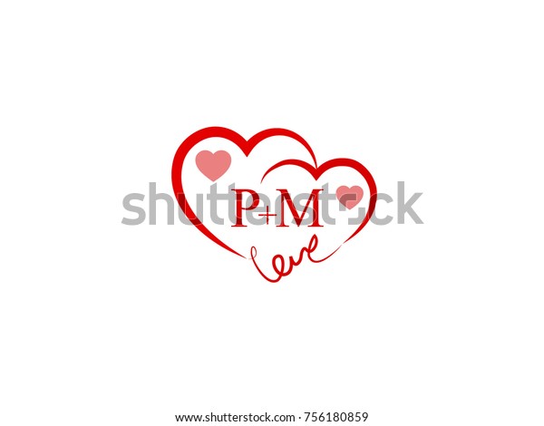 Pm Initial Wedding Invitation Love Logo Stock Vector Royalty Free 756180859