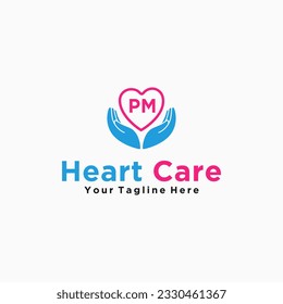 PM initials hand care icon business template logo vector