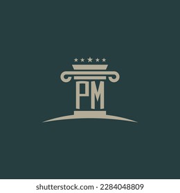 PM initials law of justice logo vector design template