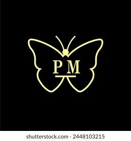 PM Initials Luxury Butterfly logo Vector illustration