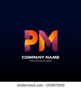 PM Letter initial Logo Vector With colorful, logo for media business