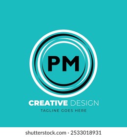PM carta logotipo criativo design. Design exclusivo da PM. Ilustração vetorial