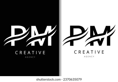 PM Letter Logo Design with Background and Creative company logo. Modern Lettering Fashion Design. Vector illustration