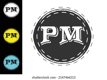 PM letter new logo and icon design template