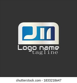 Logo del PM. Ilustración del logo tipo "PM" aislado en fondo negro. vector