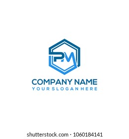 PM logo letter initial, Abstract polygonal Background Logo,