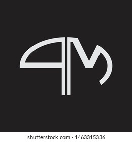 PM Logo letter oval monogram design template with black and white colors