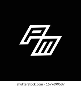 PM logo monogram with up to down style negative space design template isolated on black background