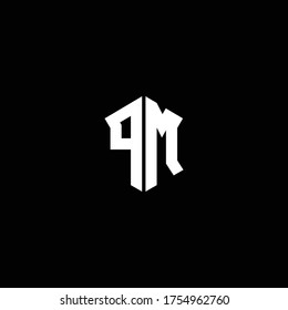 pm logo monogram with shield shape design template