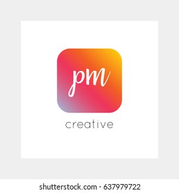 PM logo, vector. Useful as branding, app icon, alphabet combination, clip-art.