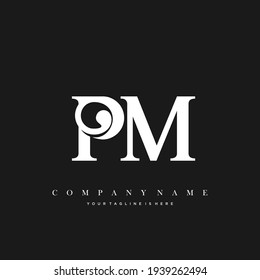 PM Minimal Luxury Initial Logo vector.