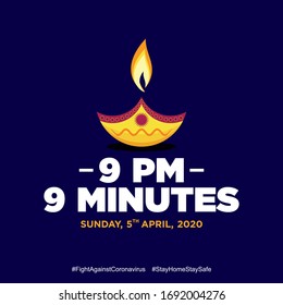 PM Modi urges nation to Light the Candle, Diya, Torch or mobile flash light for 9 minutes at 9 pm on 5 april 2020 - Stay Home Stay Safe