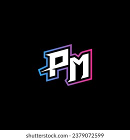 PM monogram logo design with abstract shape concept in vector