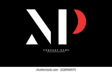Monograma del logotipo de las letras abstractas del PM, MP