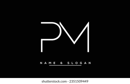 Monograma del logotipo de las letras abstractas del PM, MP