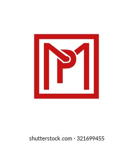 PM MP initial company, red square frame