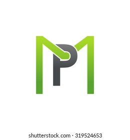 PM MP initial company square M logo green