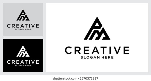 PM or MP initial letter logo design vector concept