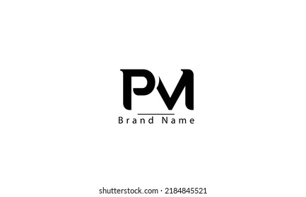 PM MP P M abstract vector logo monogram template