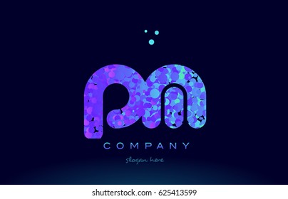 pm p l alphabet pink blue bubble circle dots creative letter company logo vector icon design template