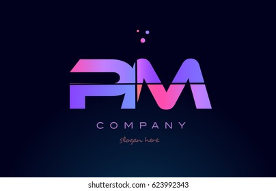 pm p l creative color blue background pink purple blue magenta alphabet letter company logo vector icon design