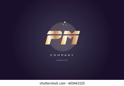 pm p l  gold yellow golden metal metallic bold luxury product modern creative gradient alphabet company logo design vector icon template