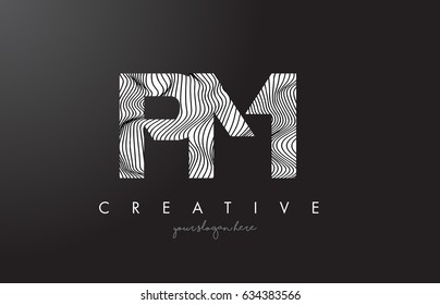 PM P L Letter Logo with Zebra Lines Texture Design Vector Illustration.