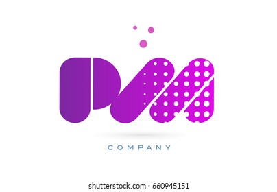 pm p l pink dots dotted letter logo alphabet creative company vector icon design template