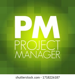 PM - Project Manager is a professional in the field of project management, acronym text concept background