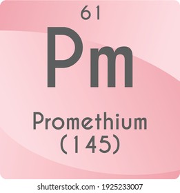 Pm Promethium Lanthanide Chemical Element Vektorgrafik, mit Atomnummer und Masse. Einfaches Farbverlauf-Flachdesign Für Bildung, Labor, Naturwissenschaftsklasse.
