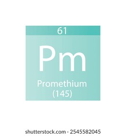 Tabela Periódica Do Elemento Químico Pm Promethium Lanthanide. Simples ilustração de vetor quadrado plano, simples ícone de estilo limpo com massa molar e número atômico para Lab, ciência ou classe de química.