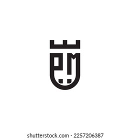 PM shield concept retro logo in high quality professional design that will print well across any print media
