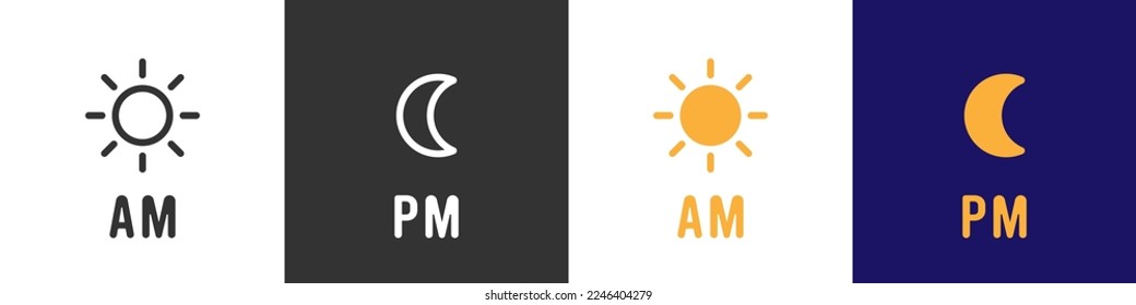 AM and PM symbol icon illustration