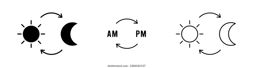 AM and PM symbol icon illustration