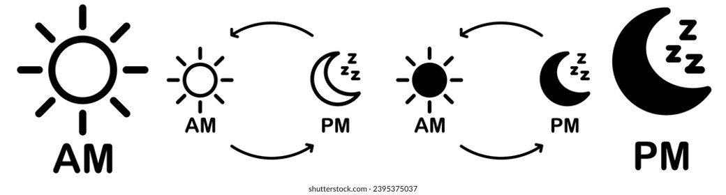 Symbol-Illustration von AM und PM. Vektorgrafik. Vektorgrafik. EPS10