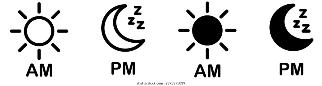 AM and PM symbol icon illustration. Vector Illustration. Vector Graphic. EPS 10