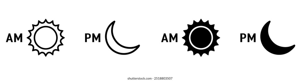 AM and PM symbol icon illustration. Vector Illustration. Vector Graphic. EPS 10