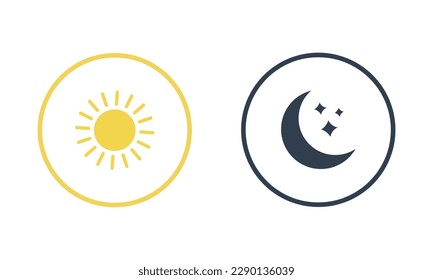 AM and PM symbol. Morning and night icon. Sun and moon. Vector illustration