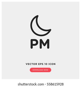 pm time vector icon, evening time symbol. Modern, simple flat vector illustration for web site or mobile app