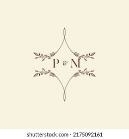 PM wedding initial logo letters in high quality professional design that will print well across any print media