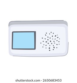 pm25 air quality monitor cartoon. pm10 voc, co2 particulate, humidity temperature pm25 air quality monitor sign. isolated symbol vector illustration