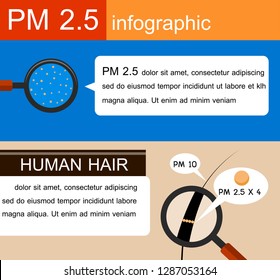 PM2.5 infographic, information, Flat vector illustration isolated.