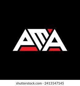 PMA triangle letter logo design with triangle shape. PMA triangle logo design monogram. PMA triangle vector logo template with red color. PMA triangular logo Simple, Elegant, and Luxurious design.