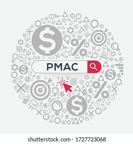 Pmac mean (period moving average cost) Word written in search bar ,Vector illustration.